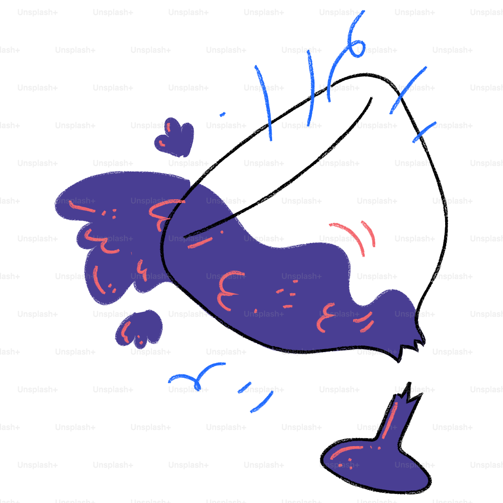 A drawing of a purple bird flying through the air