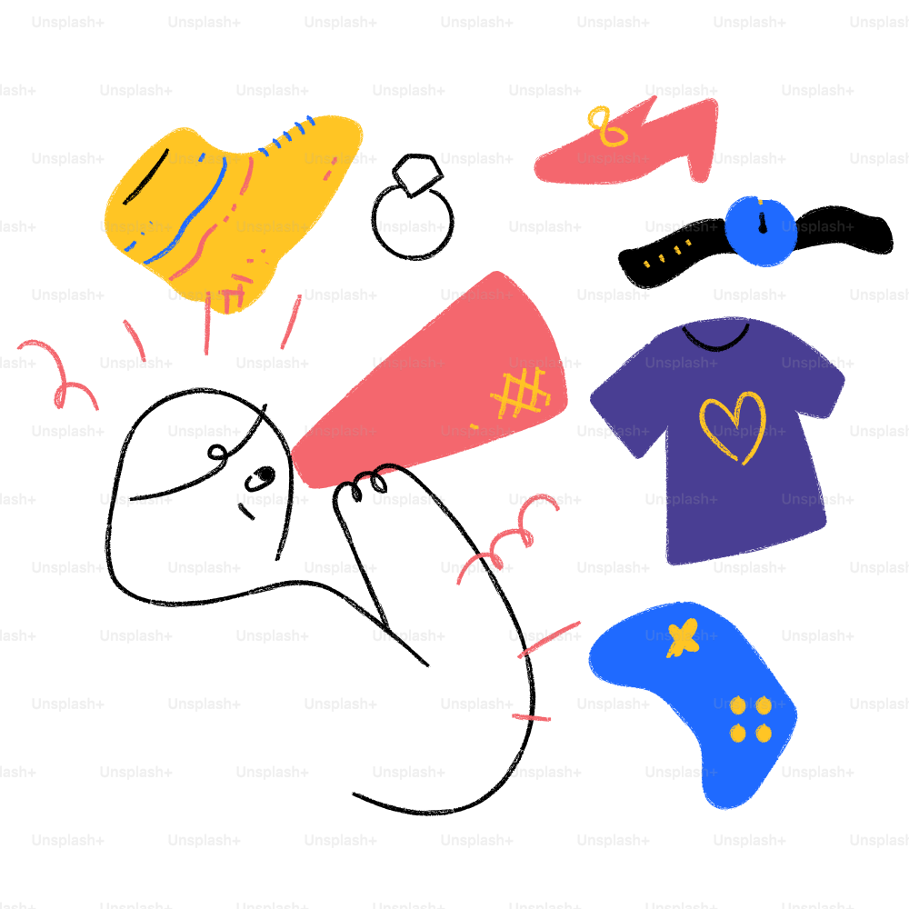 A drawing of a person's head with various items surrounding it