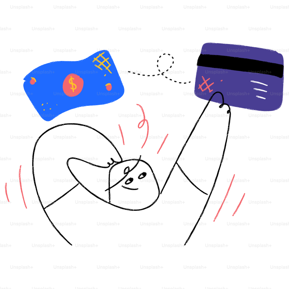Un disegno di una persona che possiede una carta di credito