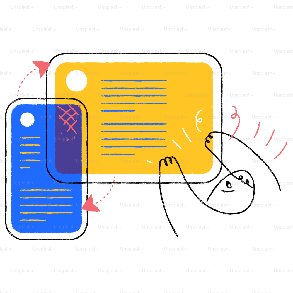 A yellow and blue tag with arrows pointing to it