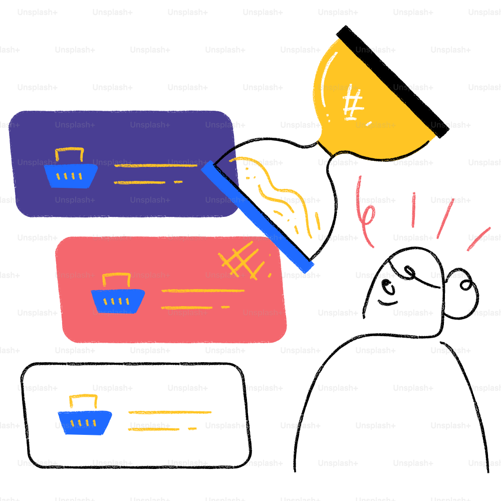 A drawing of a person holding a credit card