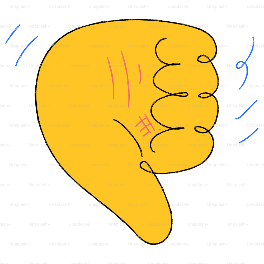 A drawing of a hand with a thumb on it