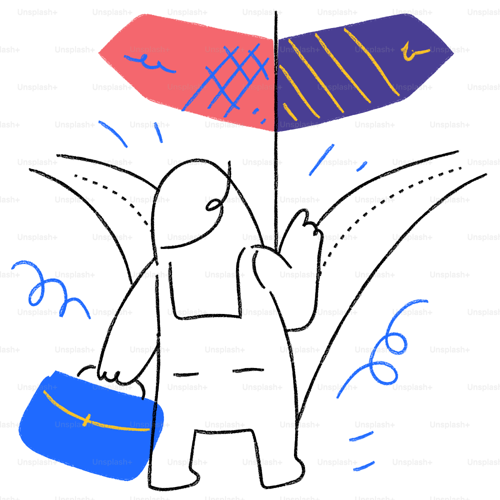 A drawing of a person holding an umbrella