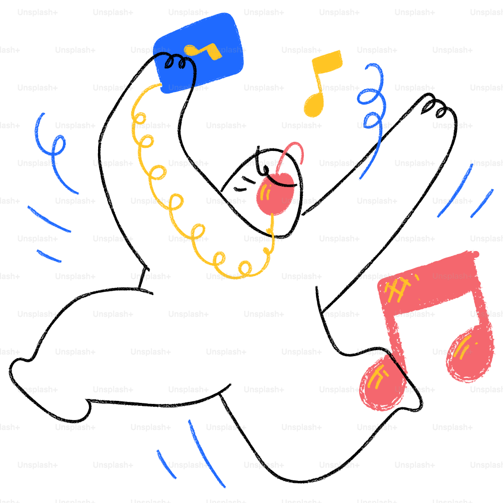 A drawing of a bear holding a music note