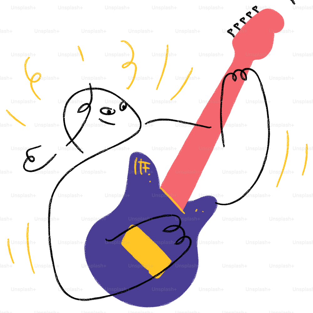 Un dibujo de una persona tocando una guitarra