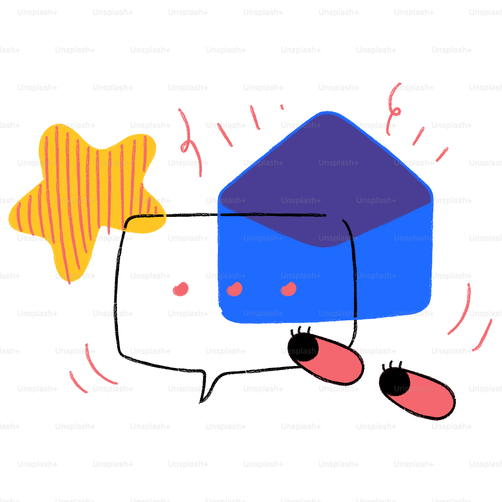 Un dessin d’une boîte bleue avec une étoile jaune sur le dessus