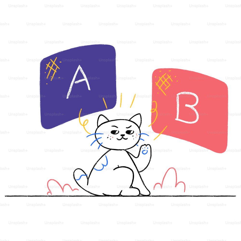 A cat sitting in front of a colorful speech bubble