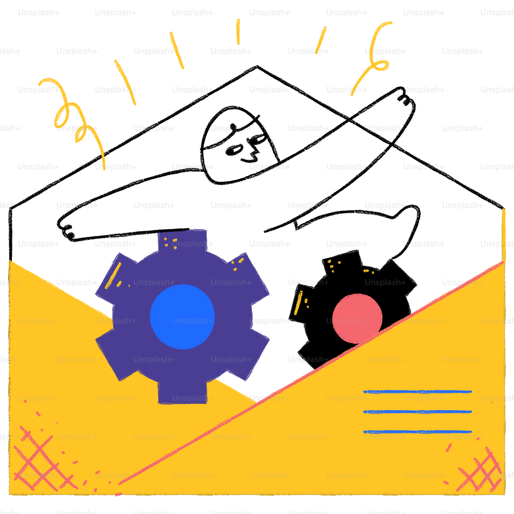 A drawing of a person in a box