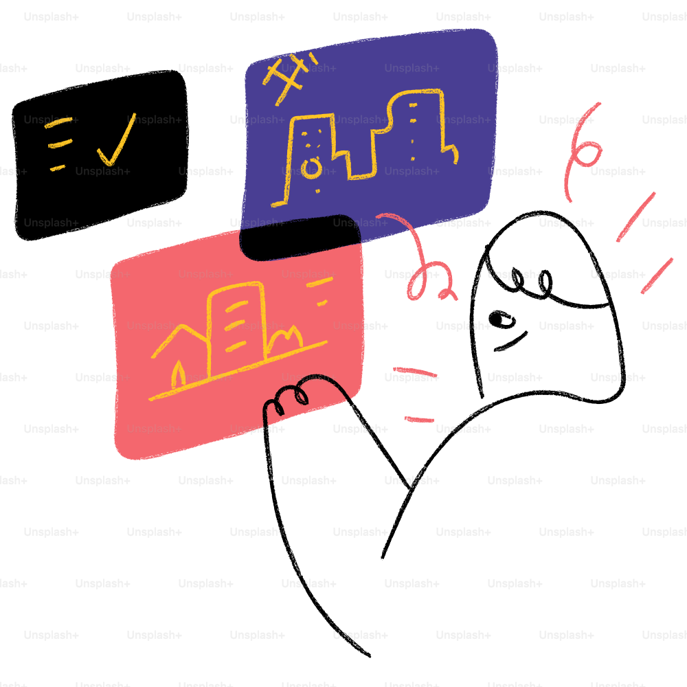 A drawing of a person holding a cell phone