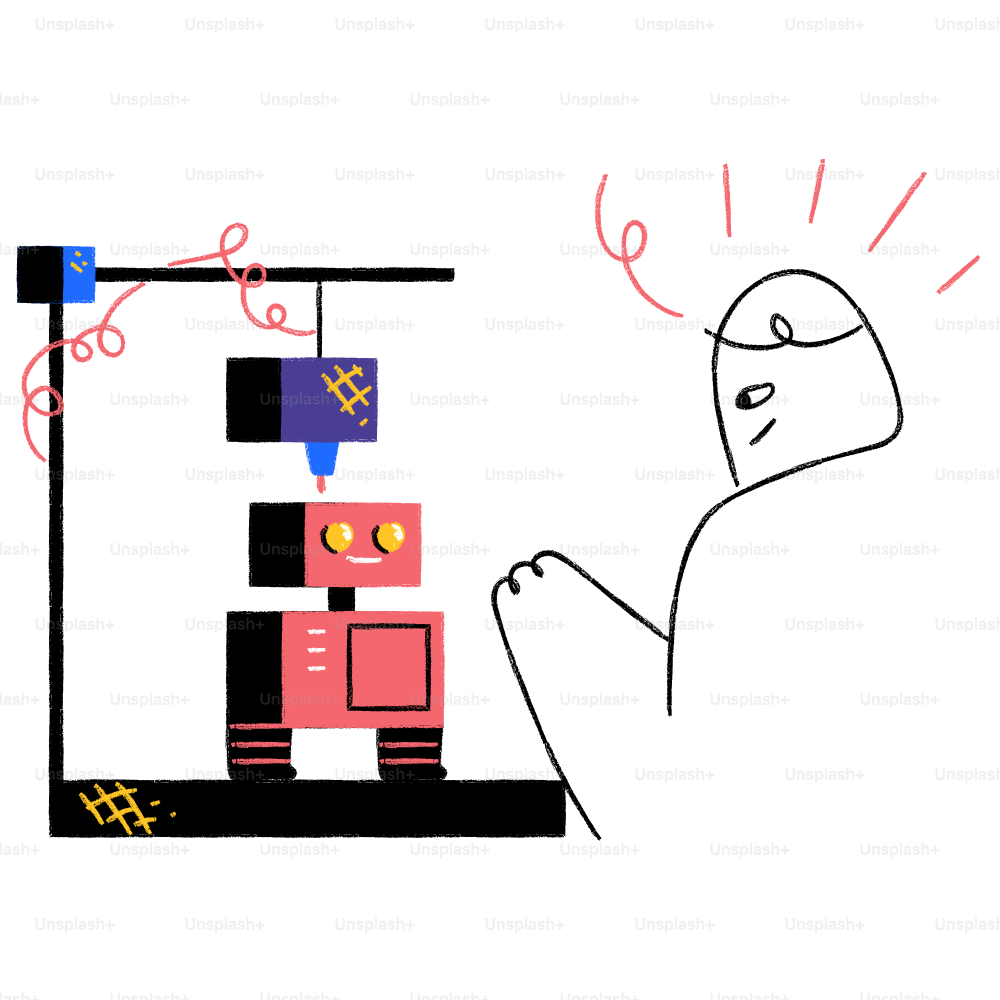 Un dessin d’un robot et d’une personne