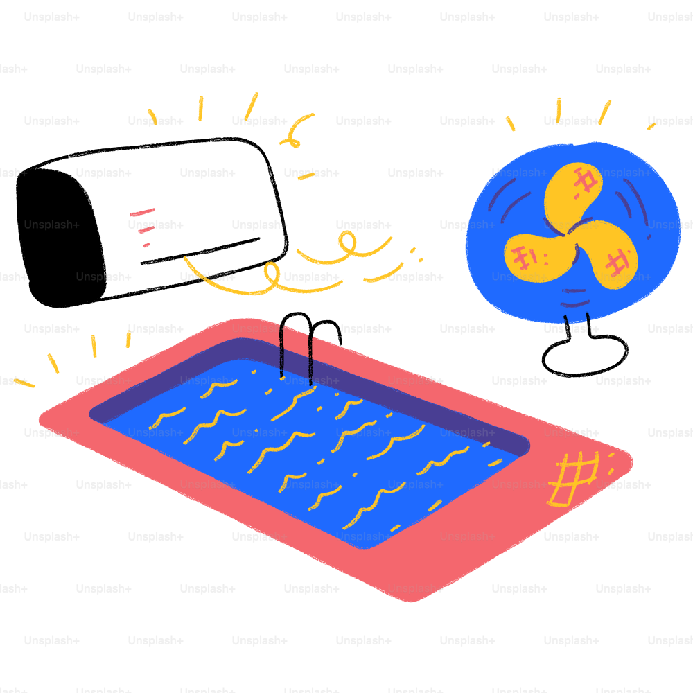 Un disegno di una tastiera del computer e un ventilatore