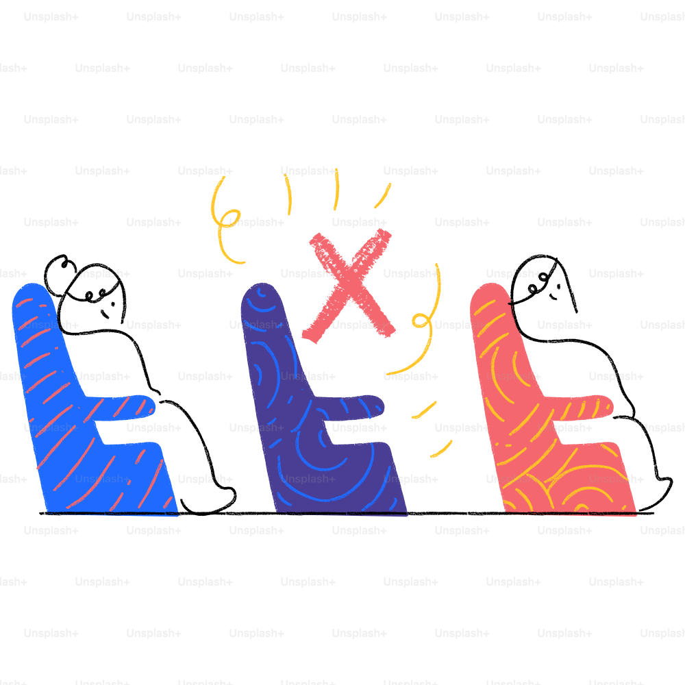 Un dibujo de dos personas sentadas en un banco