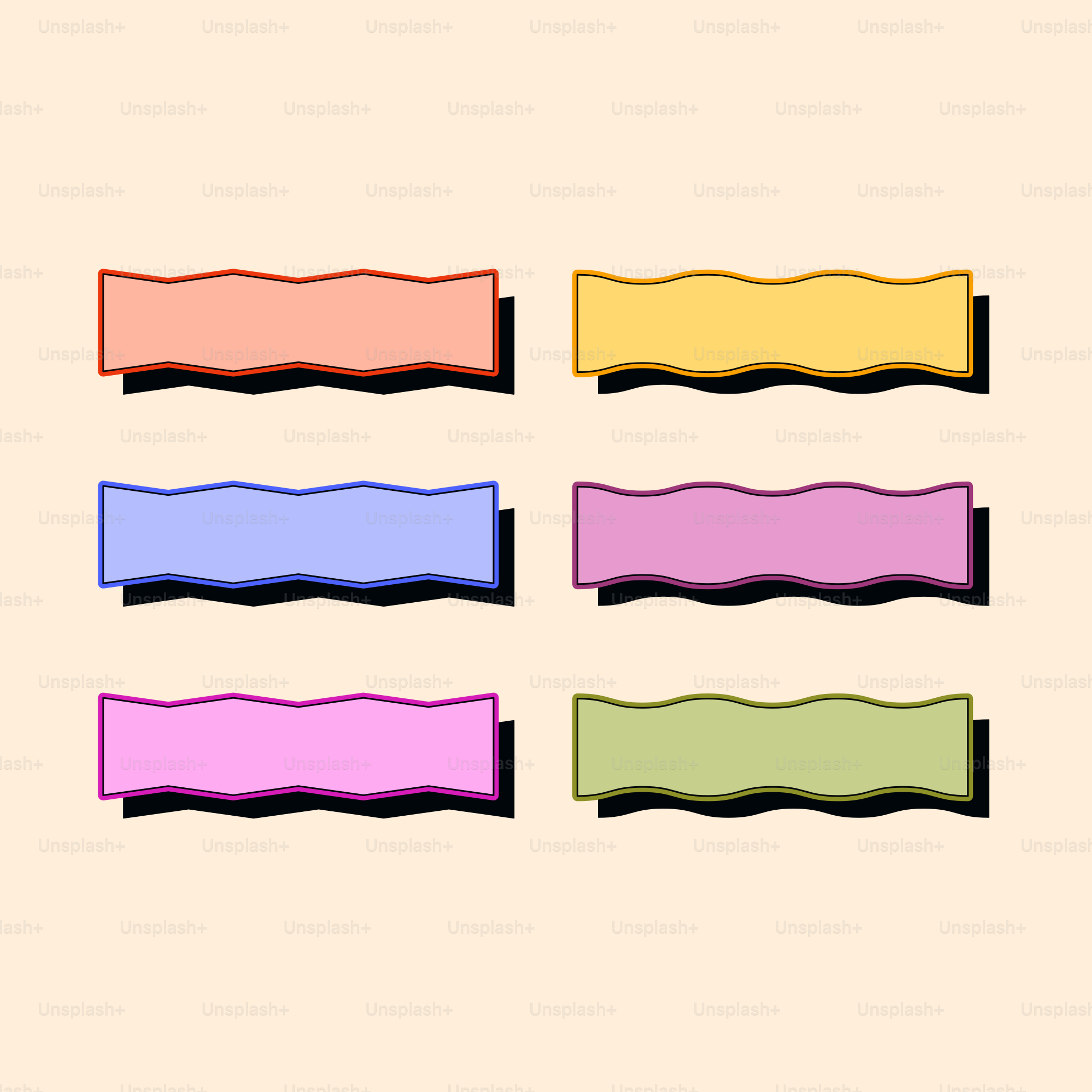 A set of four different colored ribbons on a white background