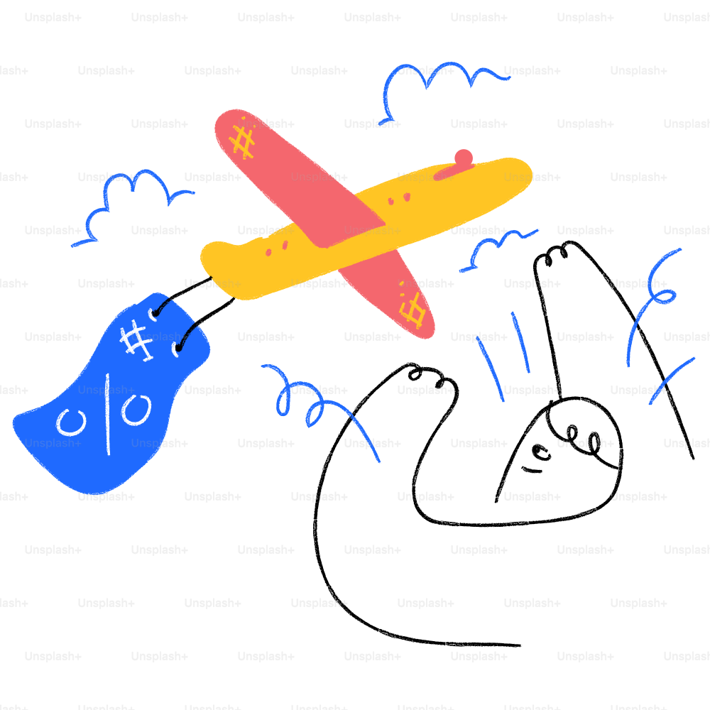 A drawing of a plane flying through the sky