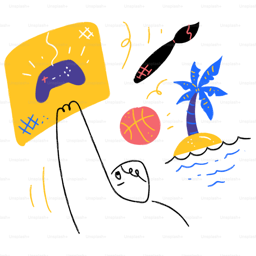 A drawing of a person holding a basketball