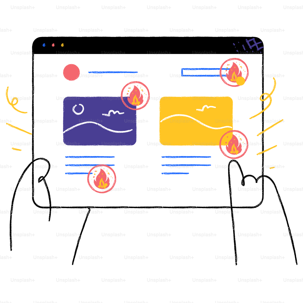 Um desenho de uma mão segurando um tablet