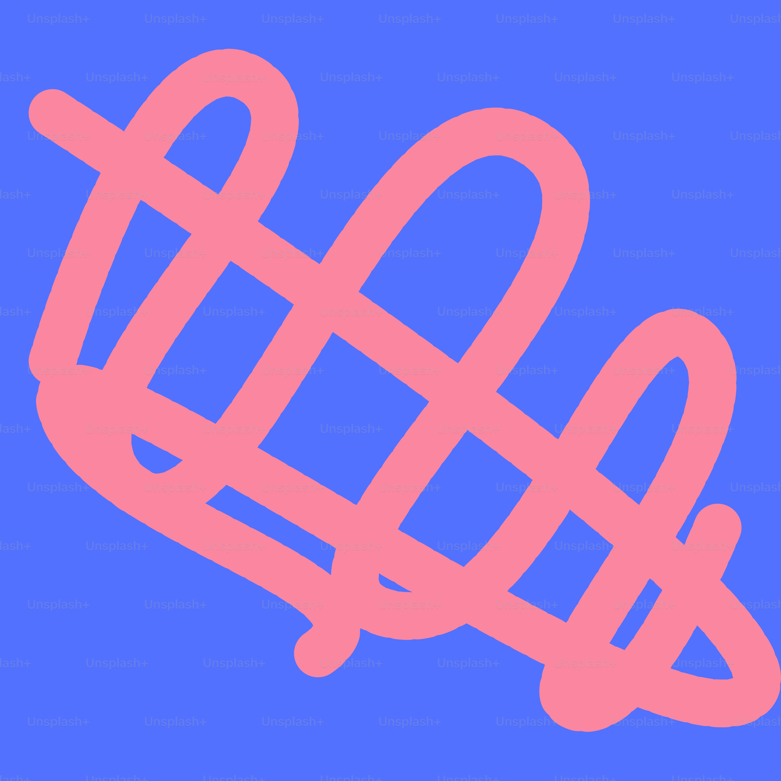 A blue background with a pink outline of a knot
