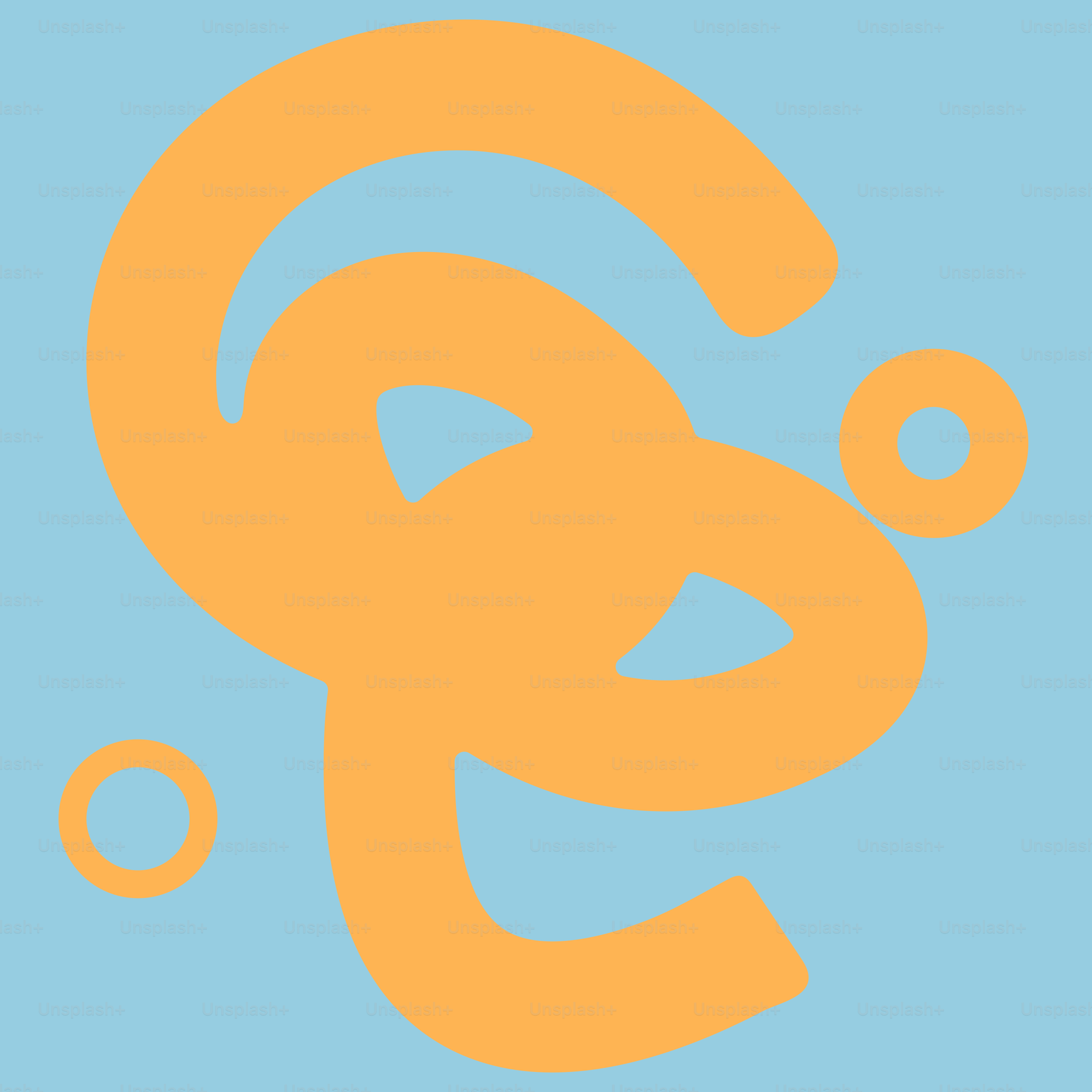 Ein blauer Hintergrund mit einem orange-gelben Logo