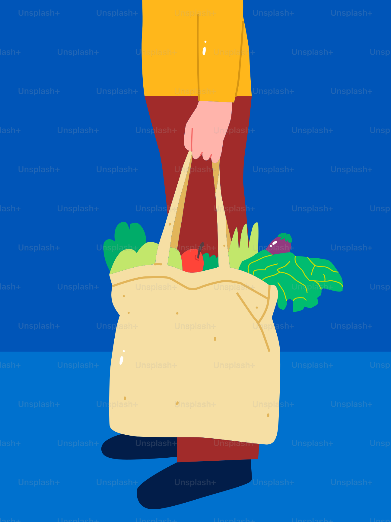 A man carrying a bag full of vegetables