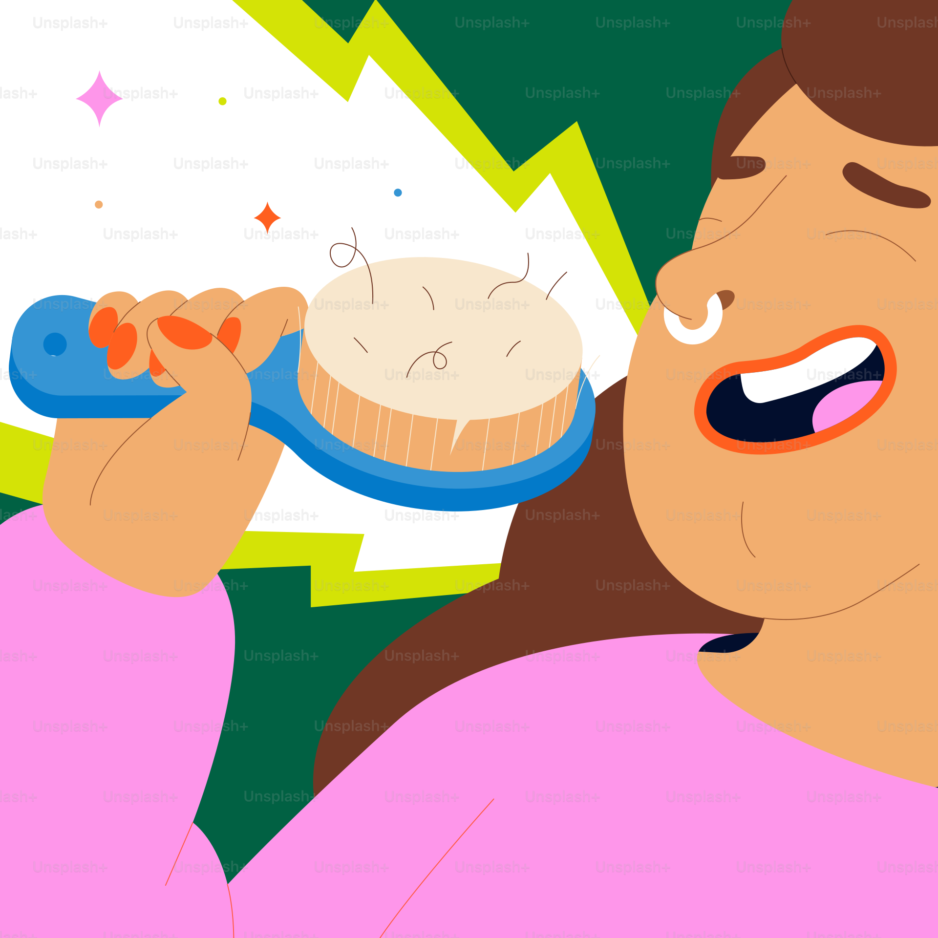 Um desenho animado de uma mulher comendo uma torta