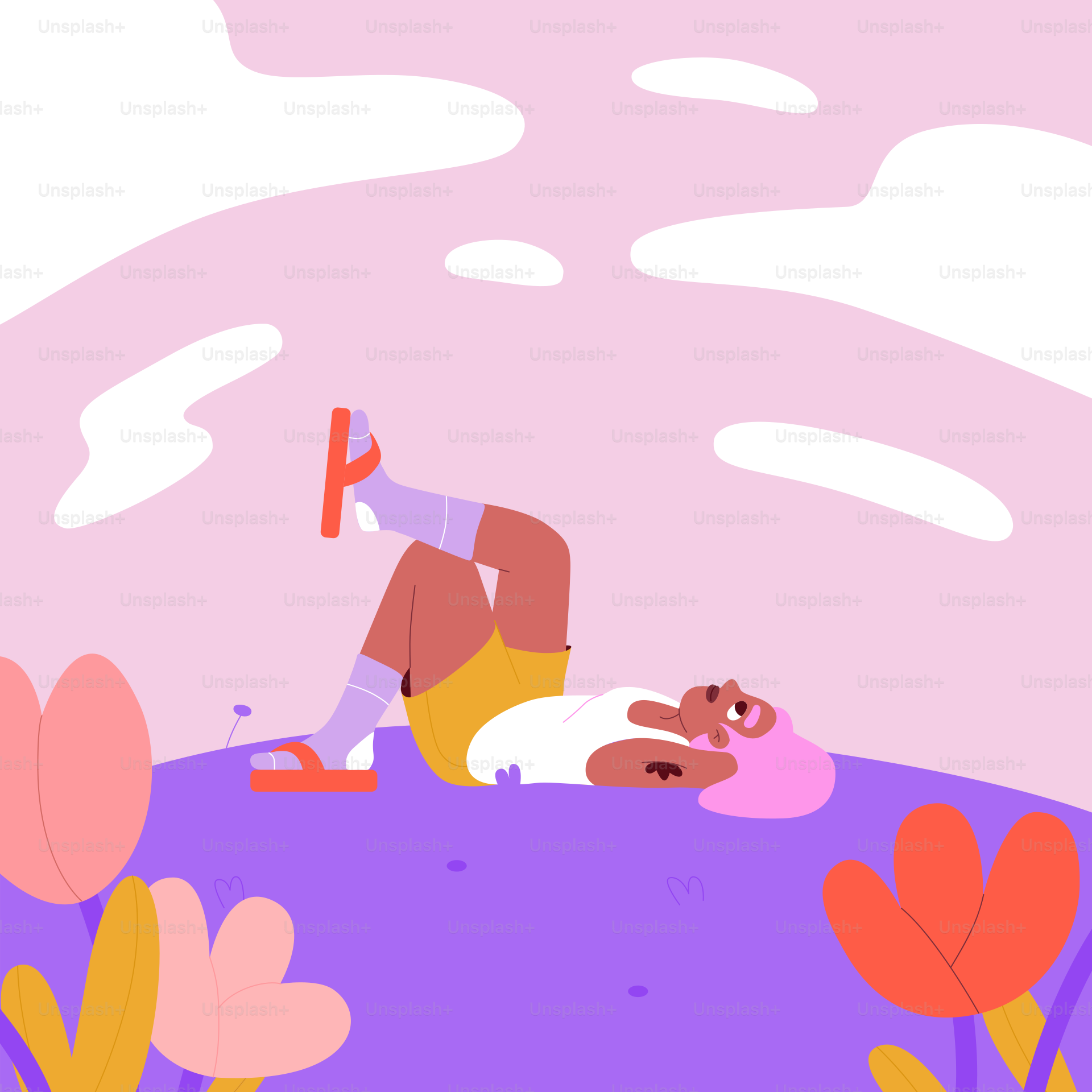 Um homem fazendo uma parada de mãos no topo de uma colina