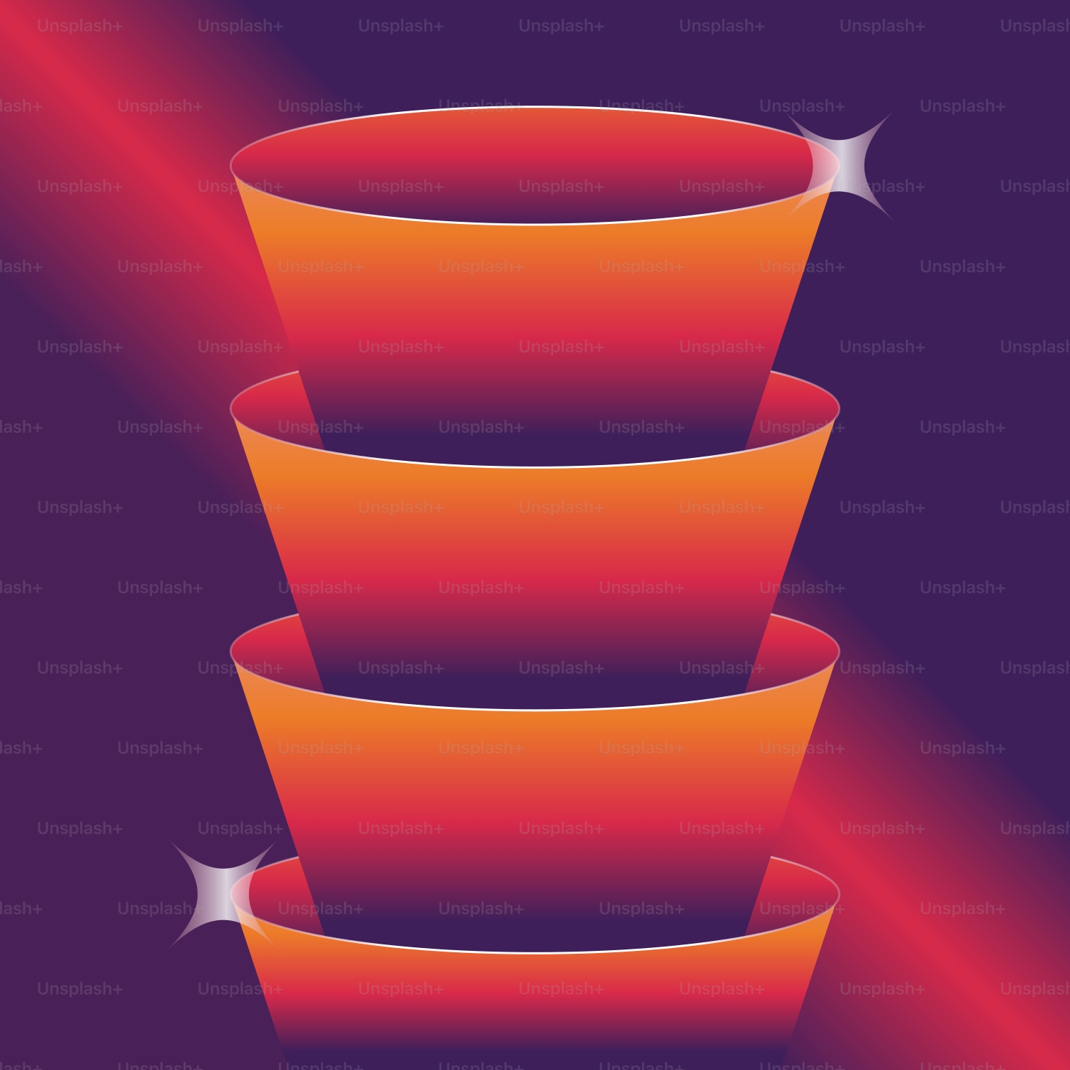 A stack of orange cups sitting on top of each other