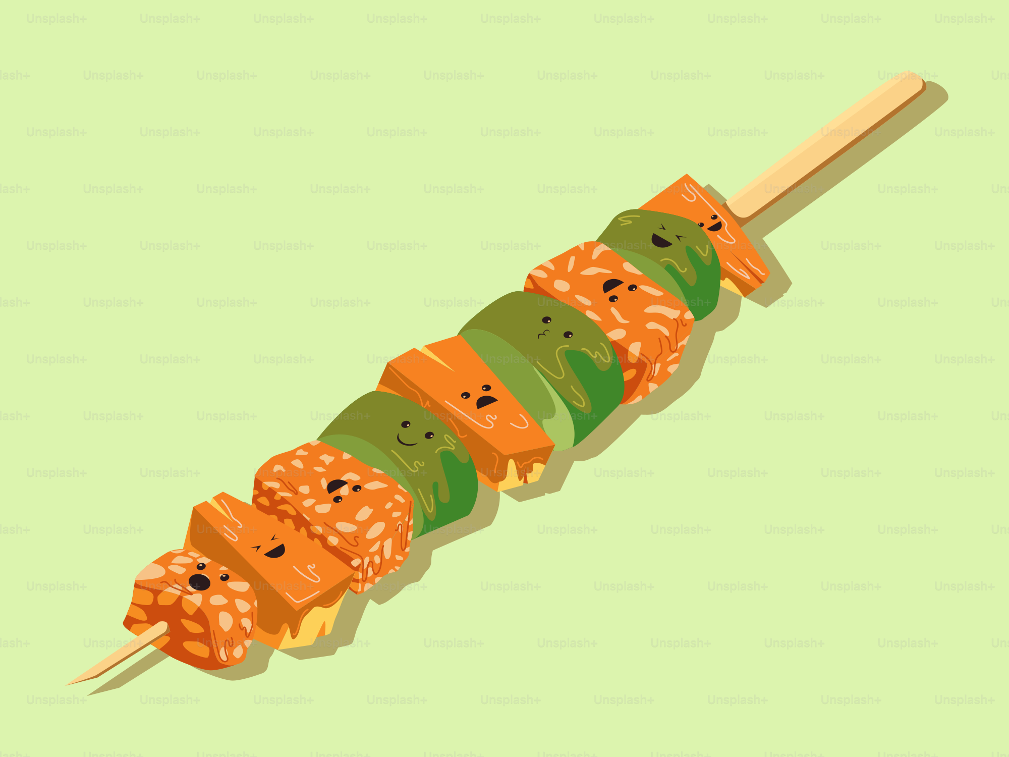 A group of sushi on a green background