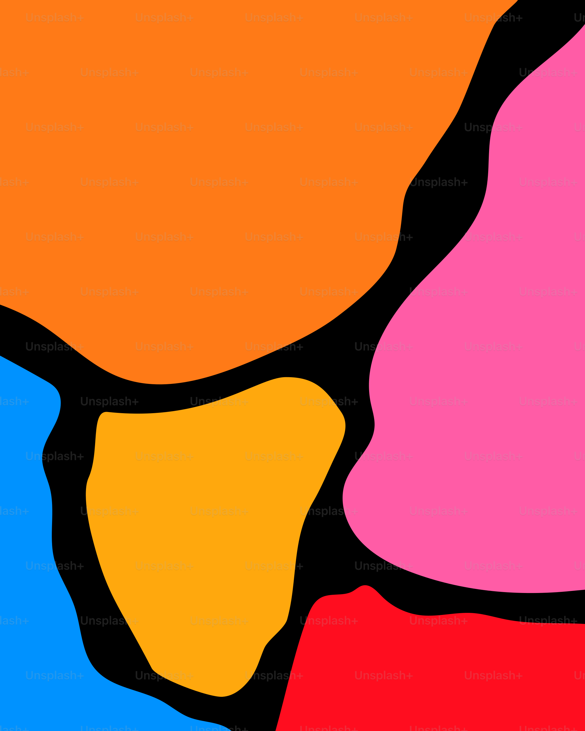 A colorful abstract painting with a black background