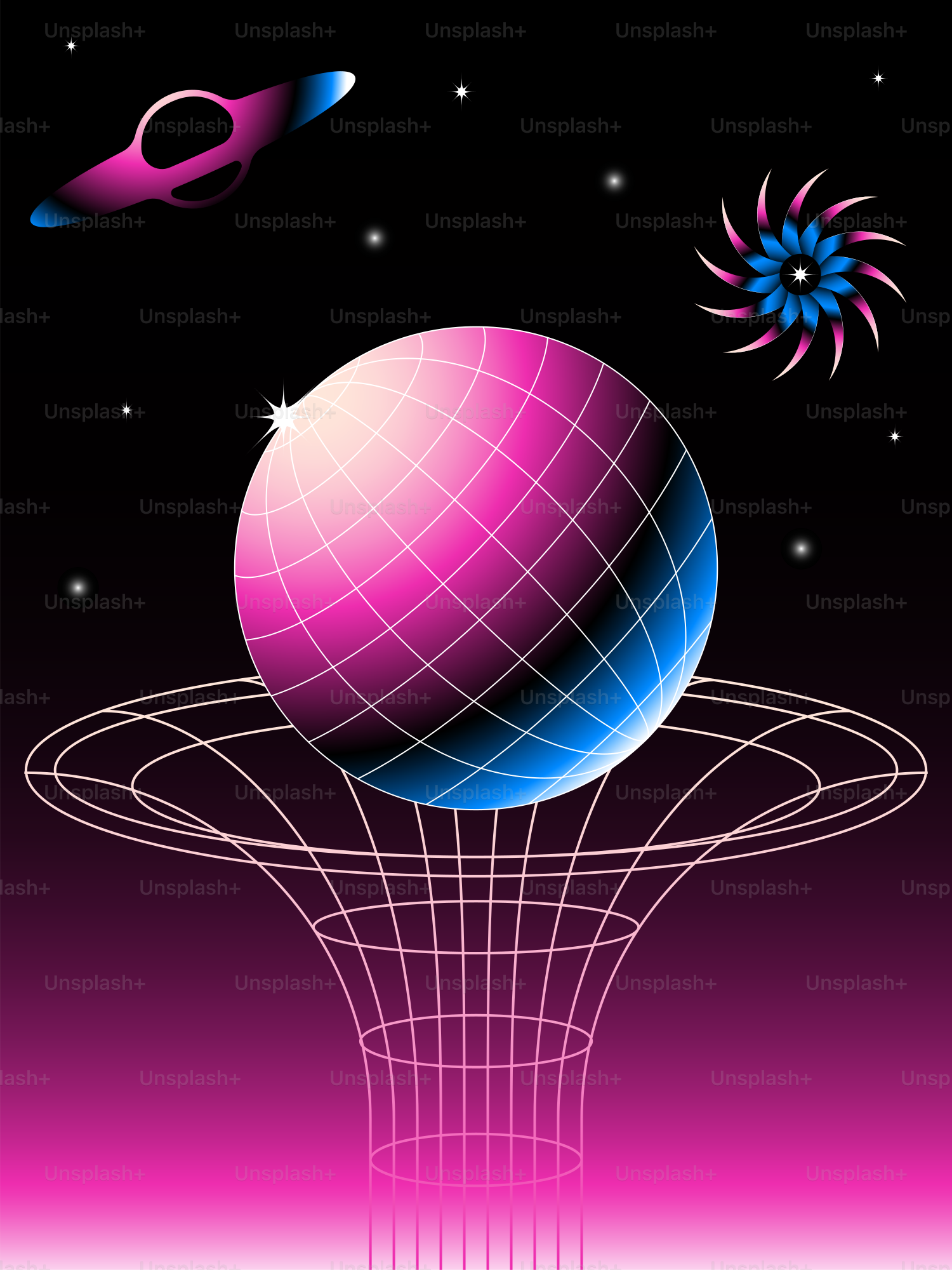 An image of a pink and blue object in the sky