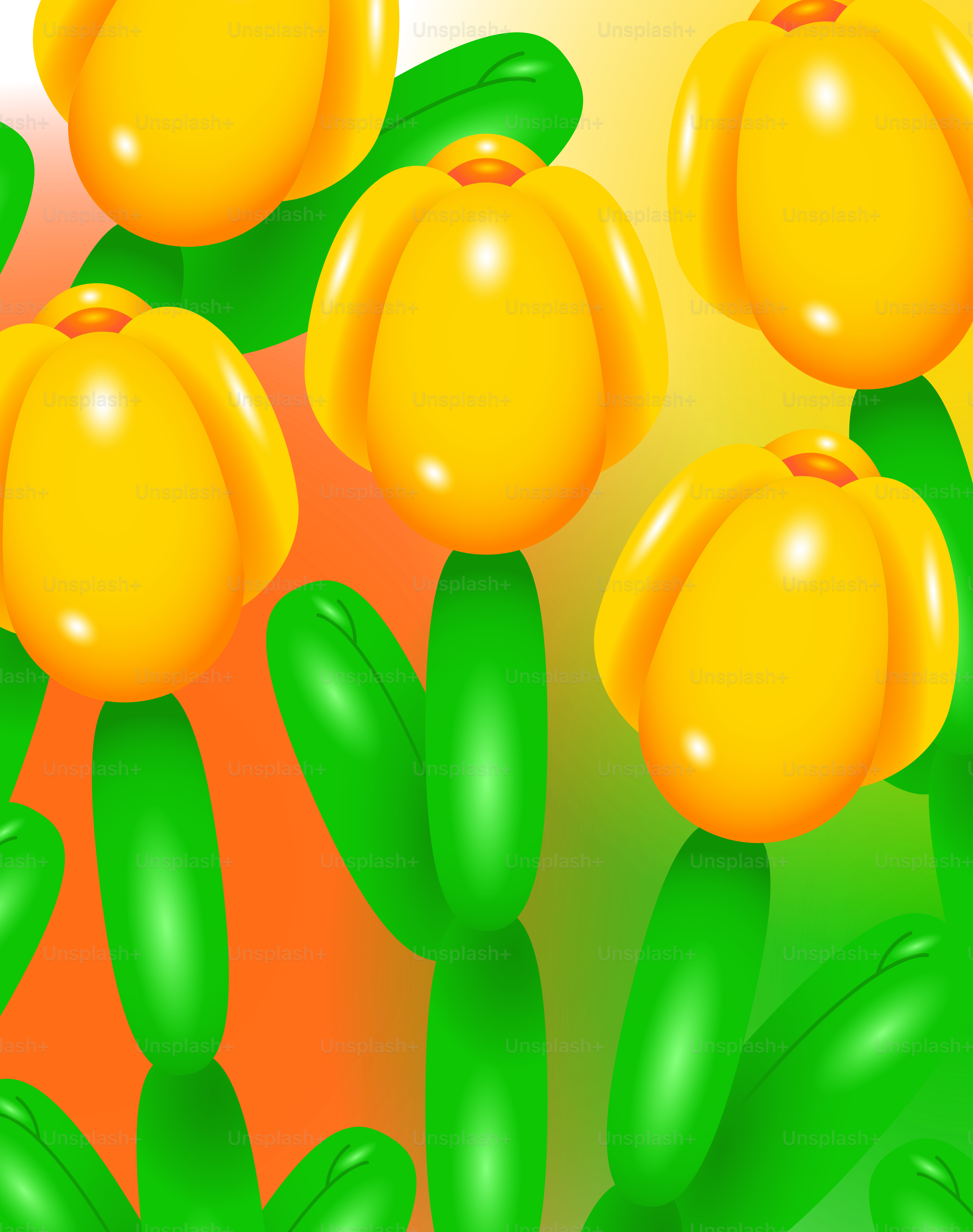 A bunch of yellow flowers with green leaves