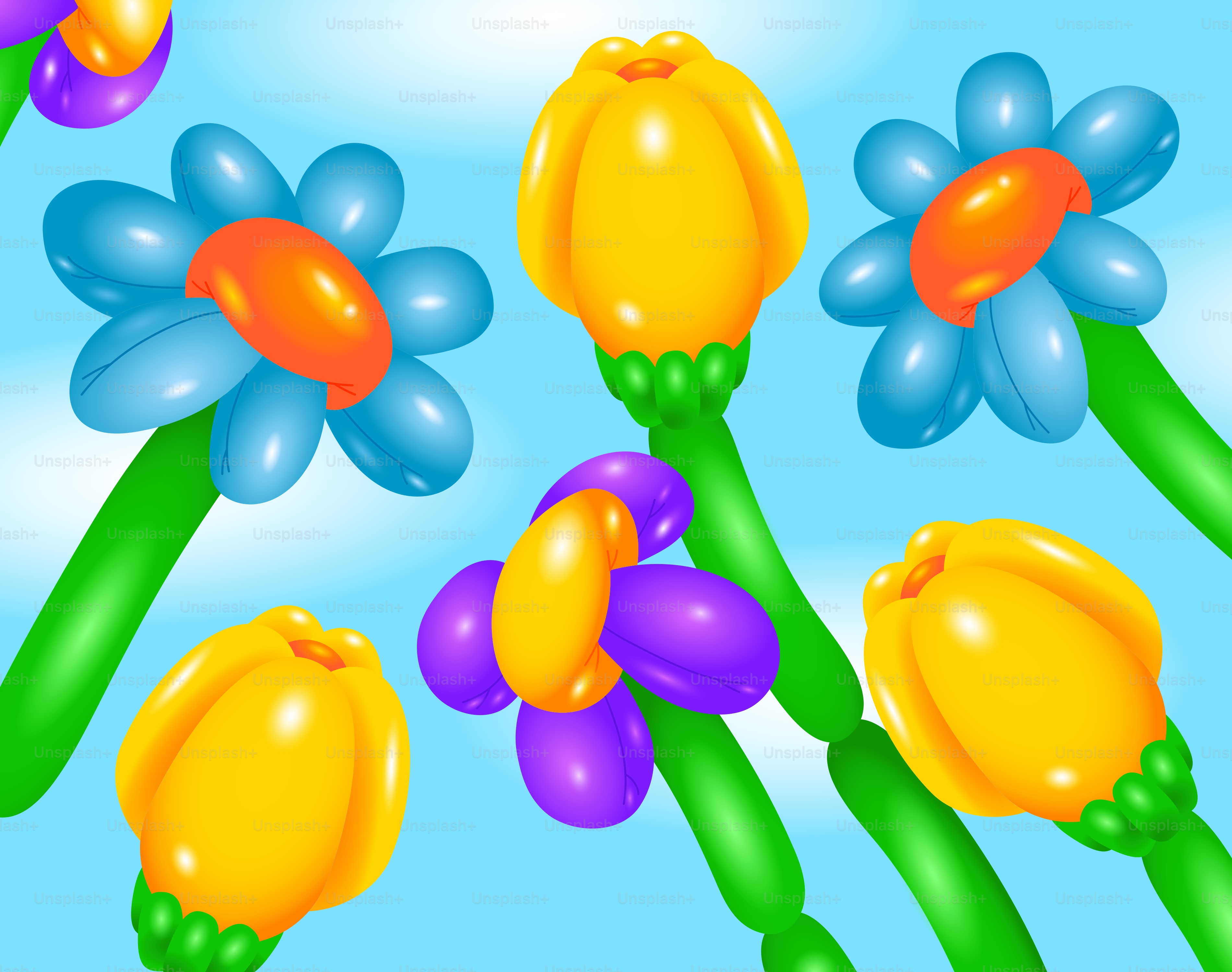 A picture of a bunch of flowers in the sky vector – Illustration Image on  Unsplash, image size:3000x2368