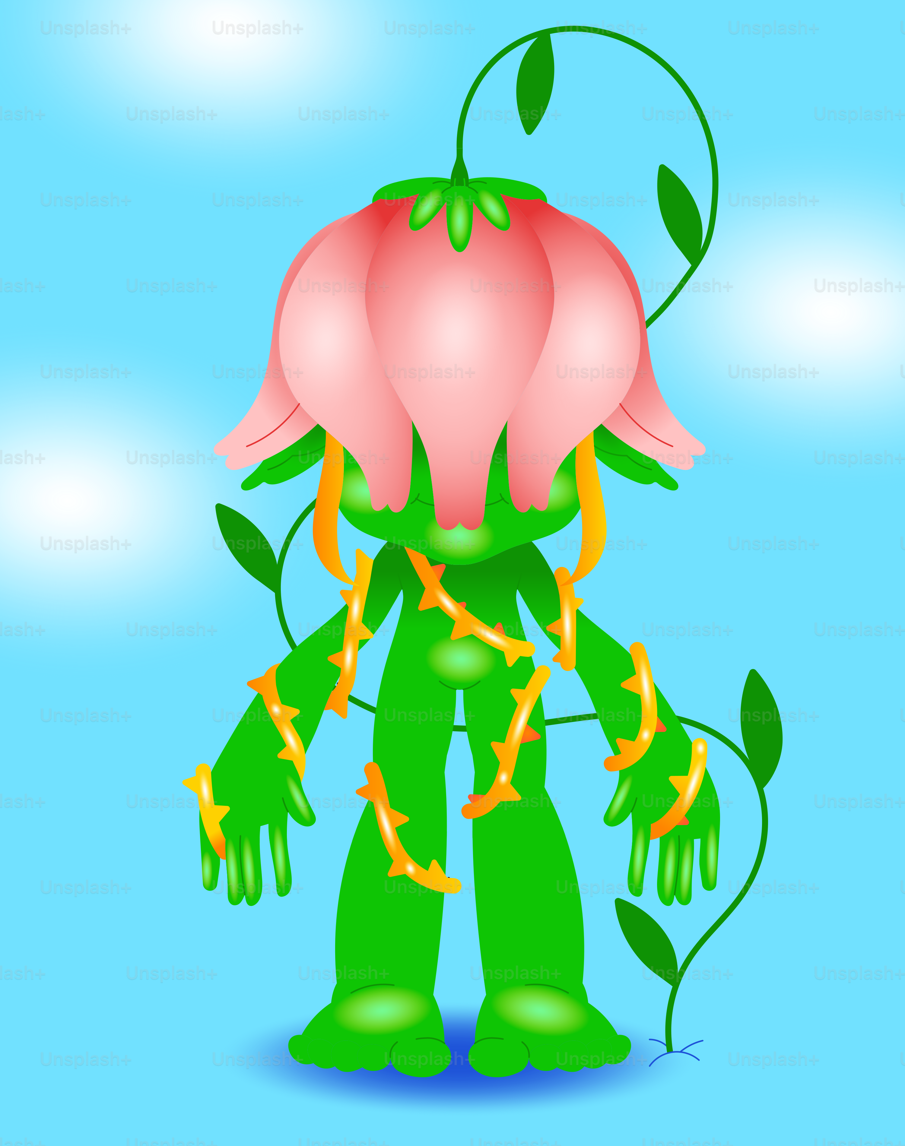 A cartoon character with a flower in his hand vector – Flowers Image on ...