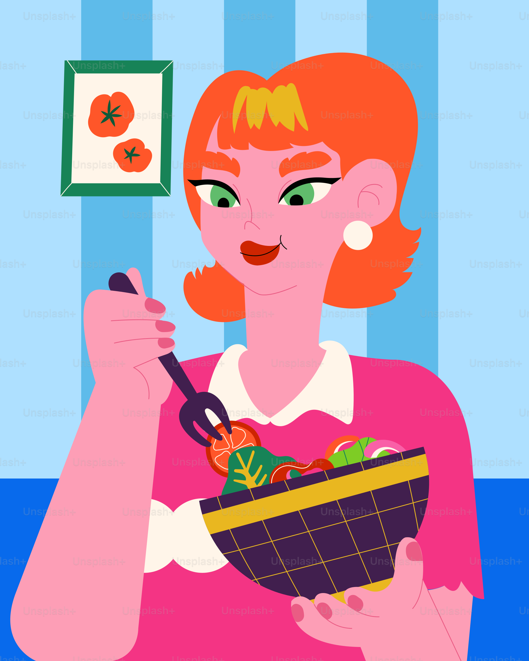 Eine Frau hält einen Korb mit Essen