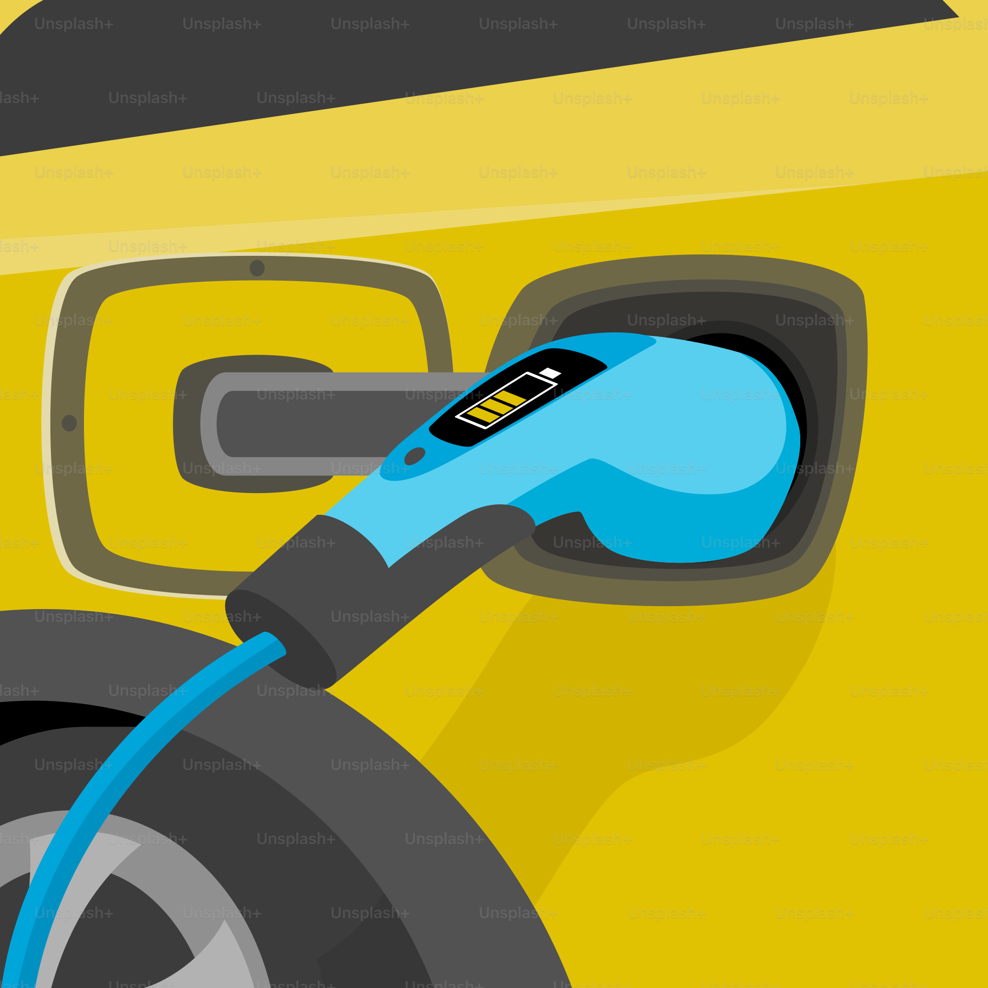 An electric car being charged by a charger