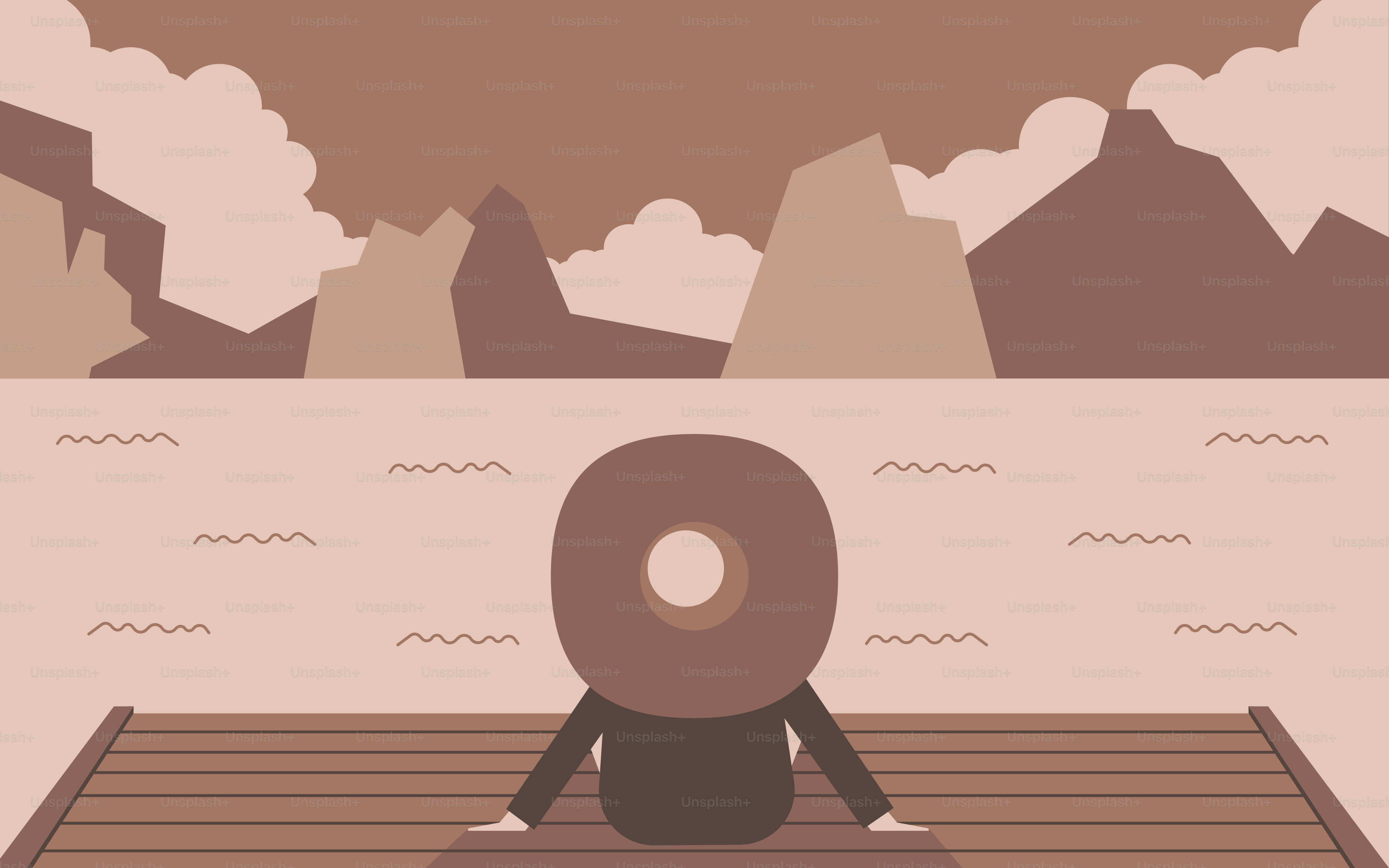 A person sitting on a bench with a donut in front of them