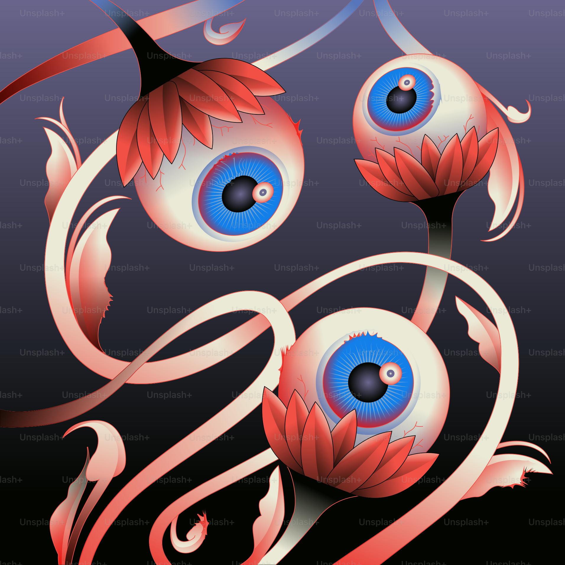 Una foto de unas flores con ojos azules