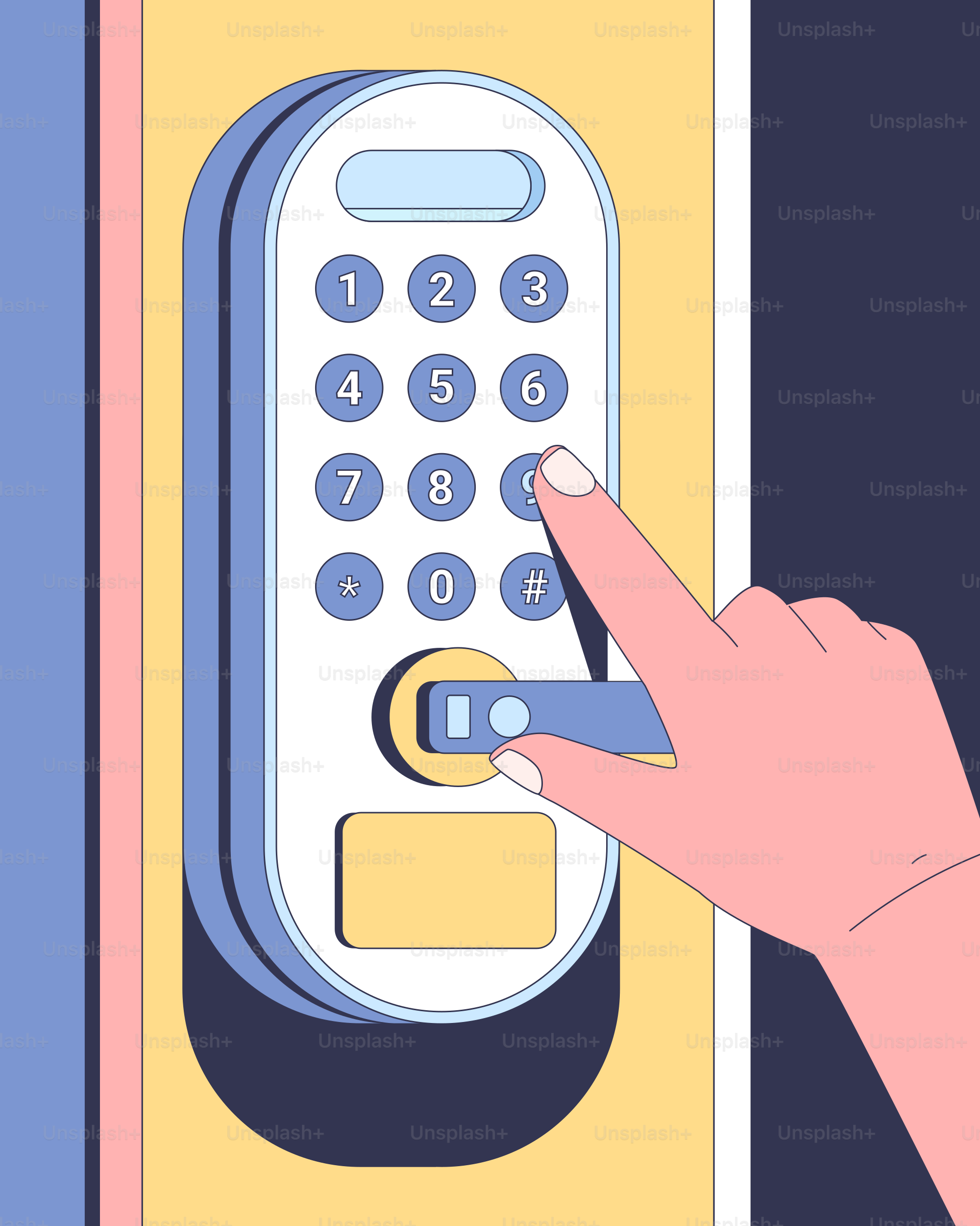 A hand pushing a button on a door