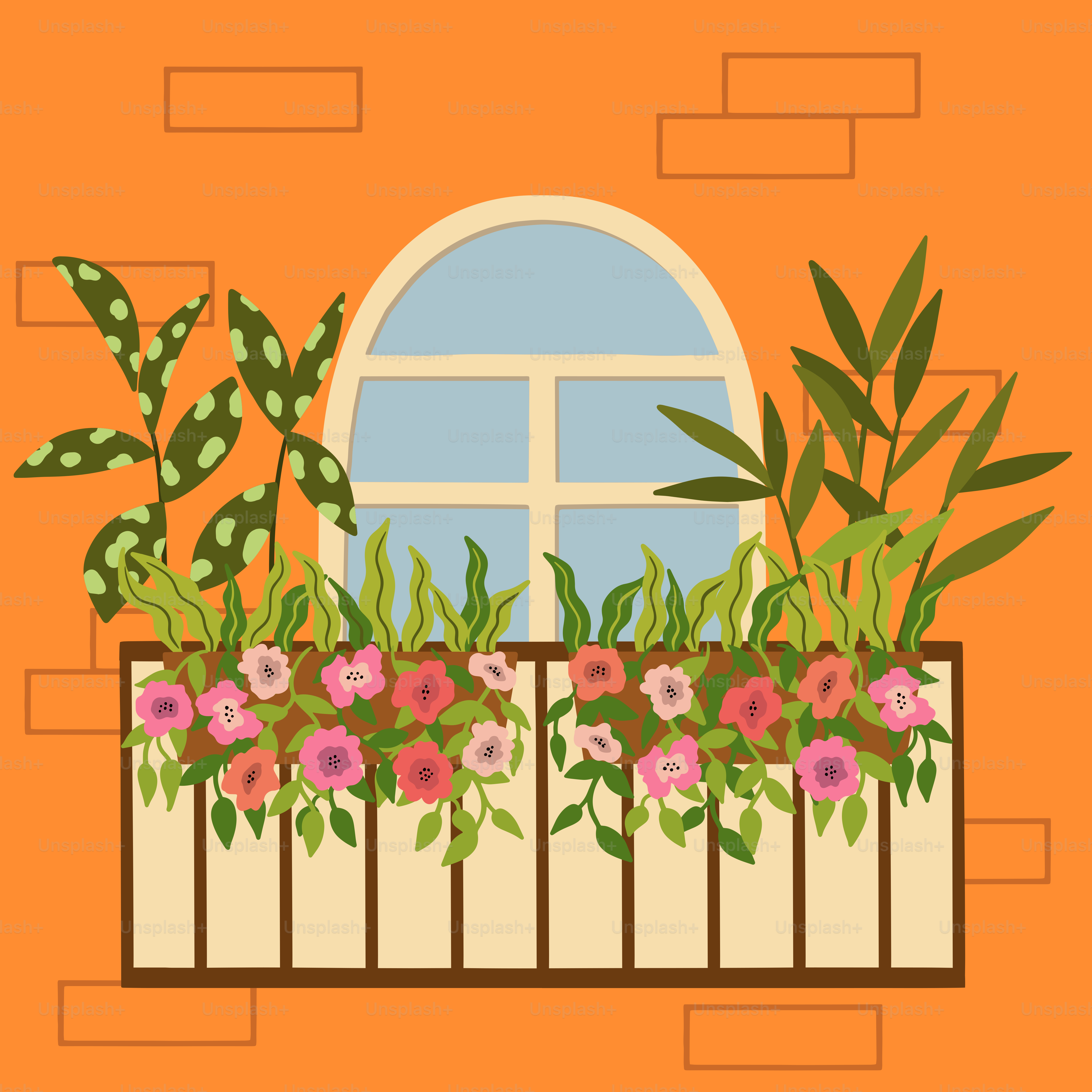 A picture of a balcony with flowers and plants