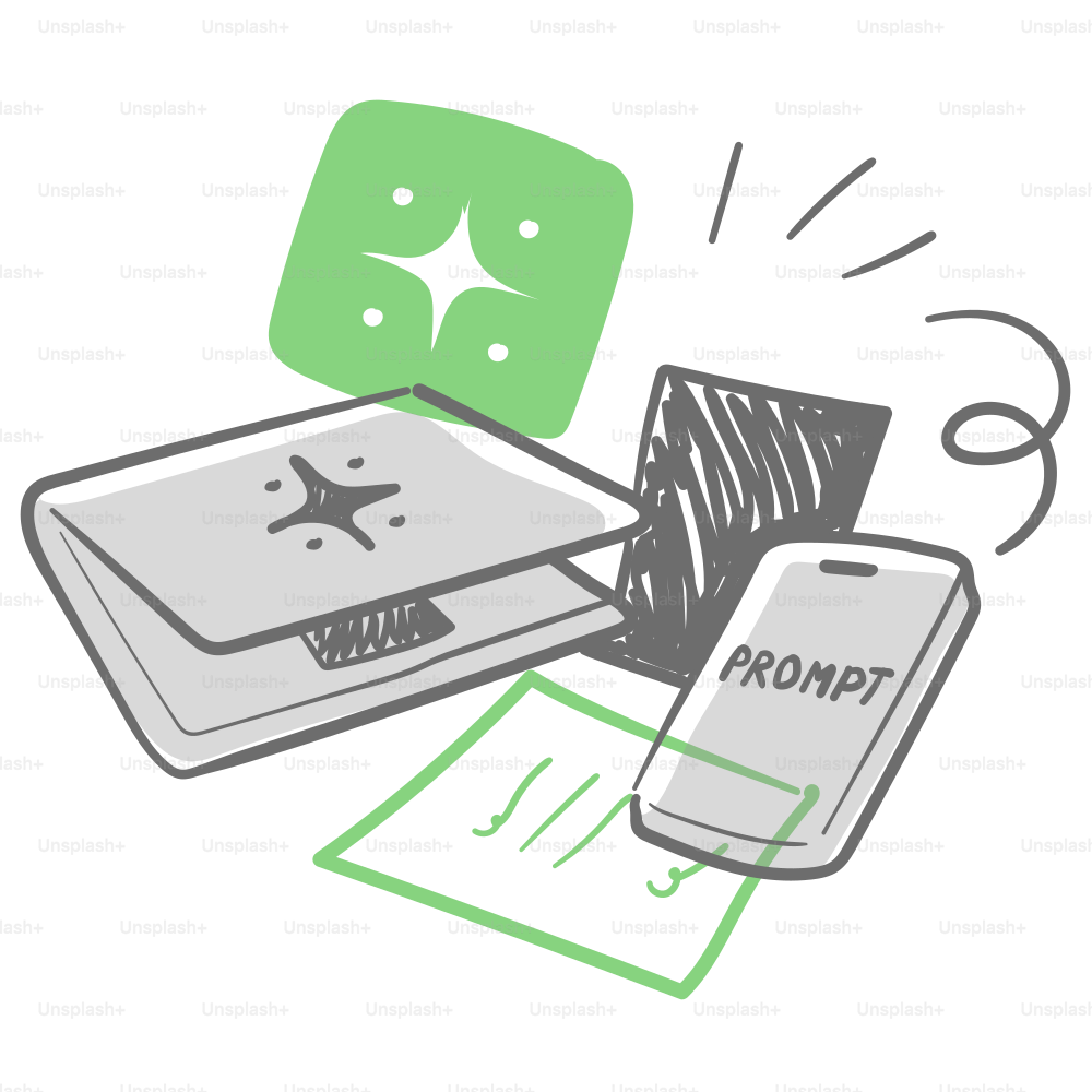 A drawing of a cell phone and a passport