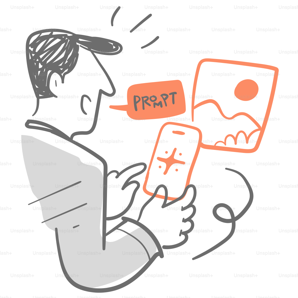 Dessin d’un homme tenant un téléphone portable