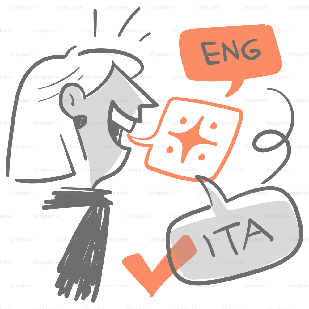 A drawing of a person talking to another person