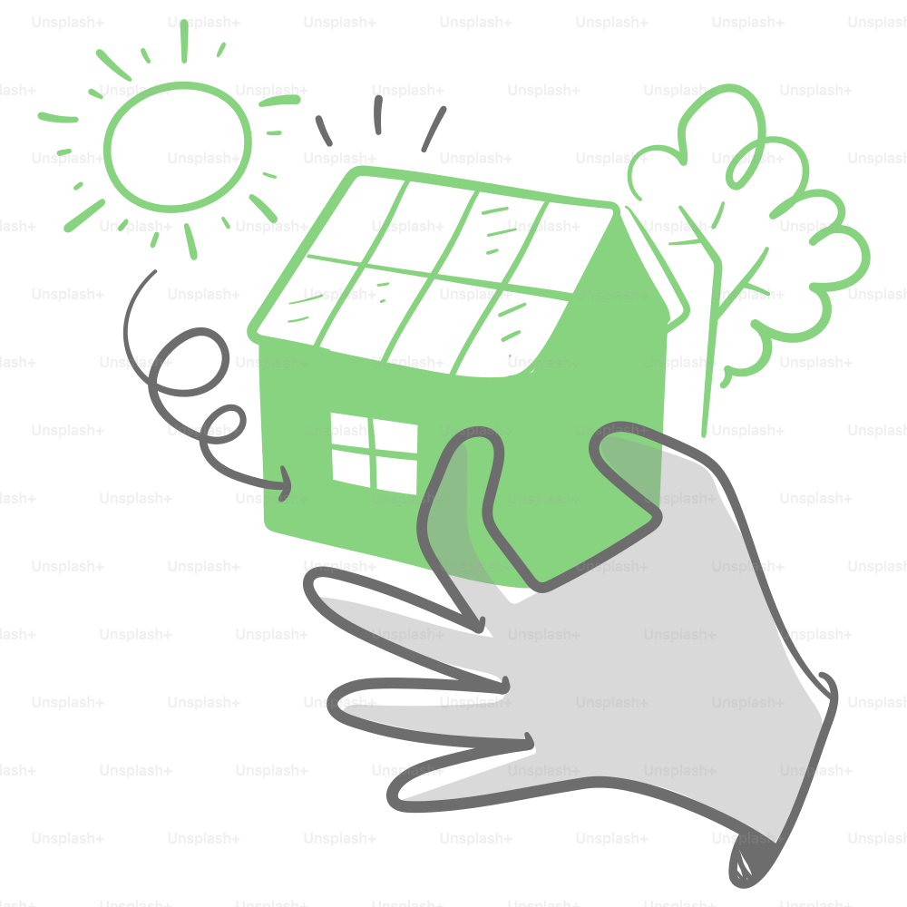 A hand holding a small green house