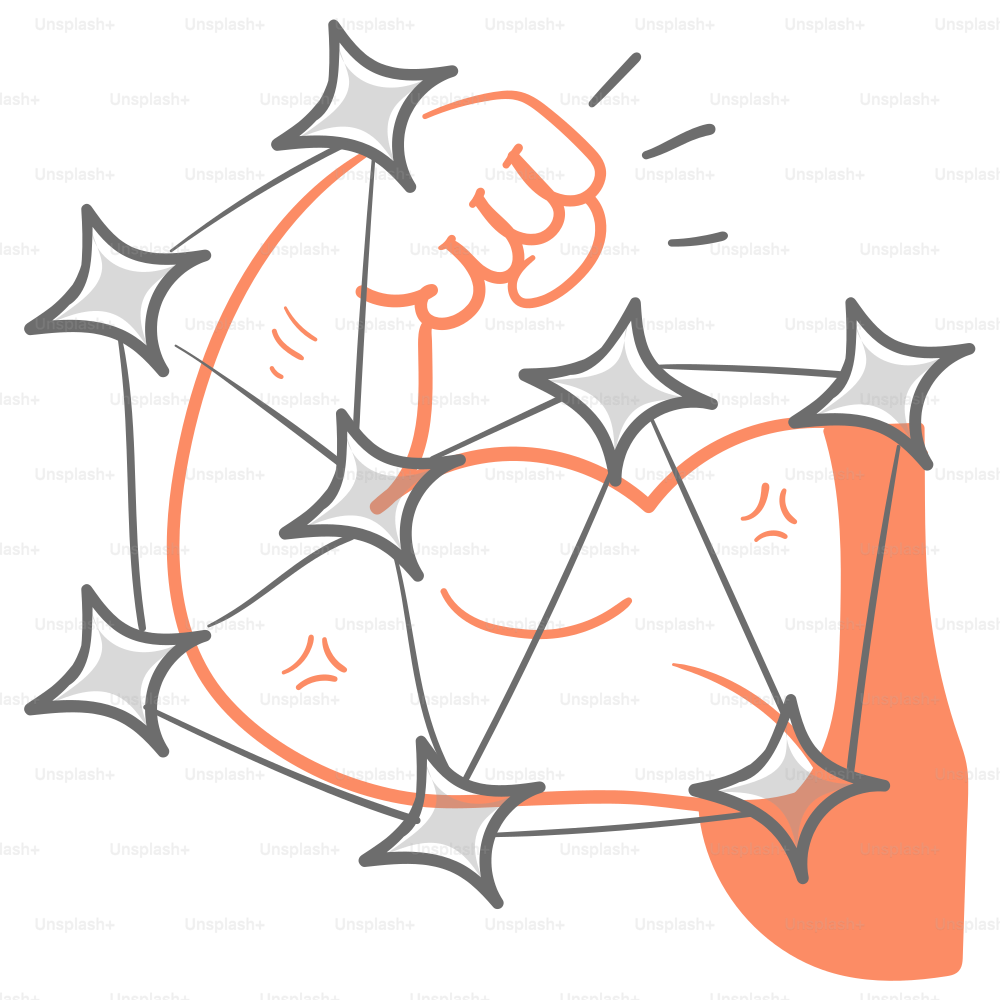 A drawing of a fist with stars coming out of it