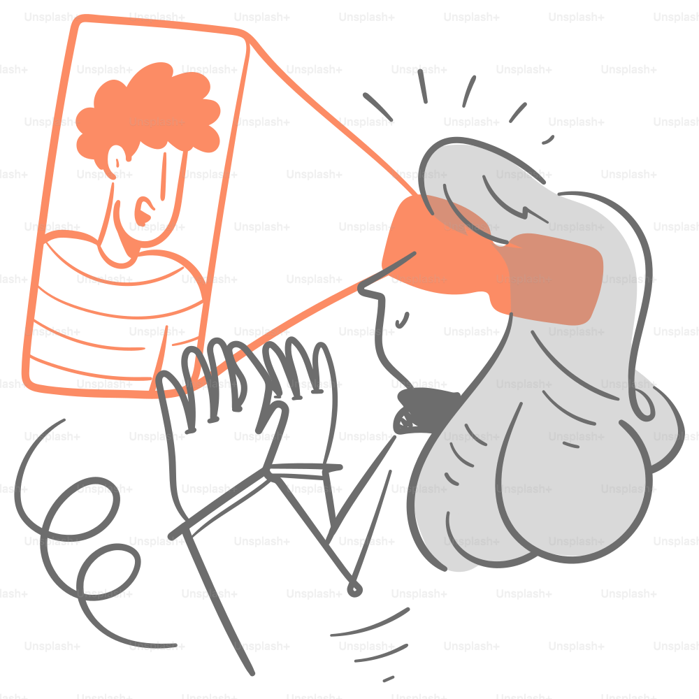 A drawing of a man with a bird on his head