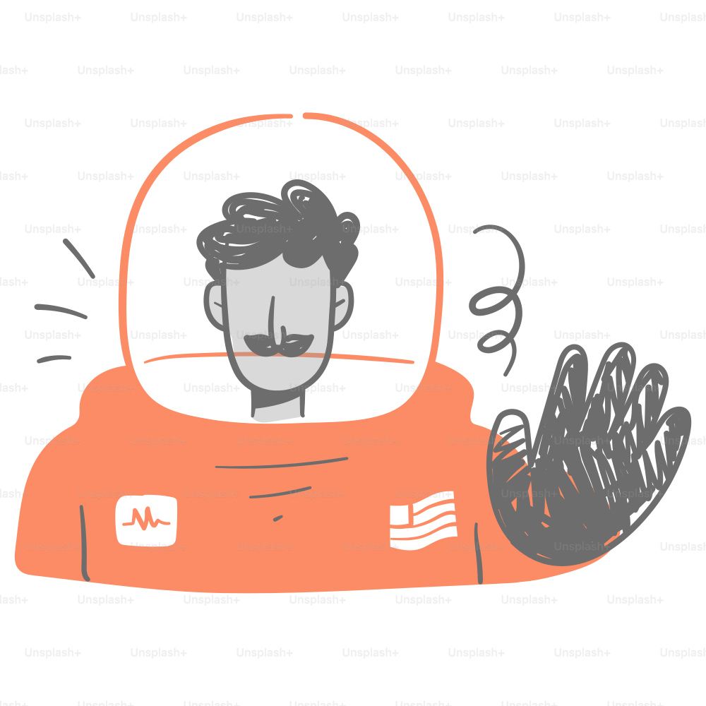 A drawing of a man in a space suit