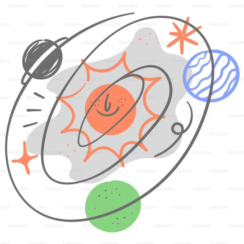 A drawing of a solar system