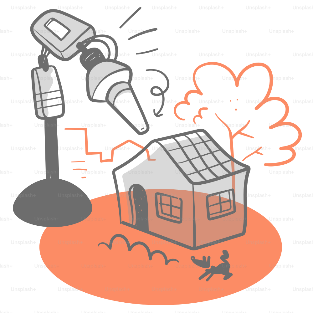 A drawing of a house with a light bulb coming out of it