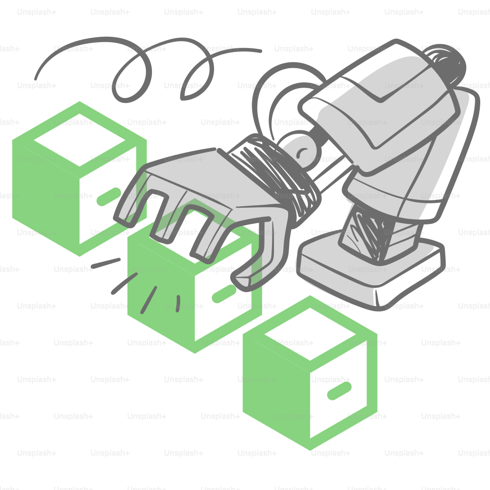 Eine Zeichnung eines Mikroskops und einer Kiste