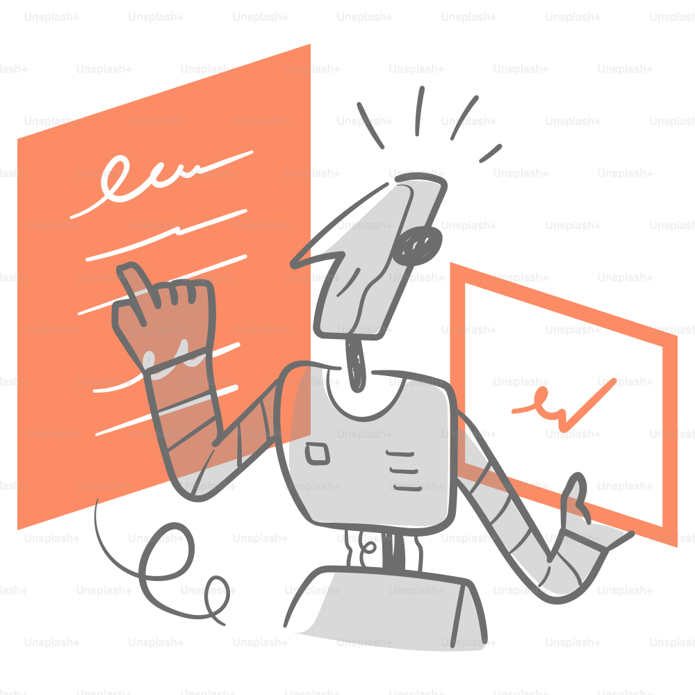 A robot holding up a piece of paper