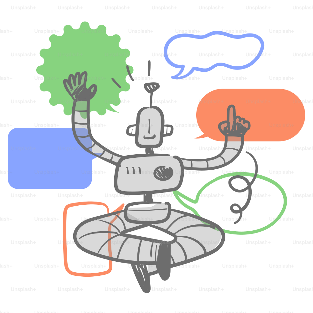 Un dibujo de un robot sosteniendo un árbol